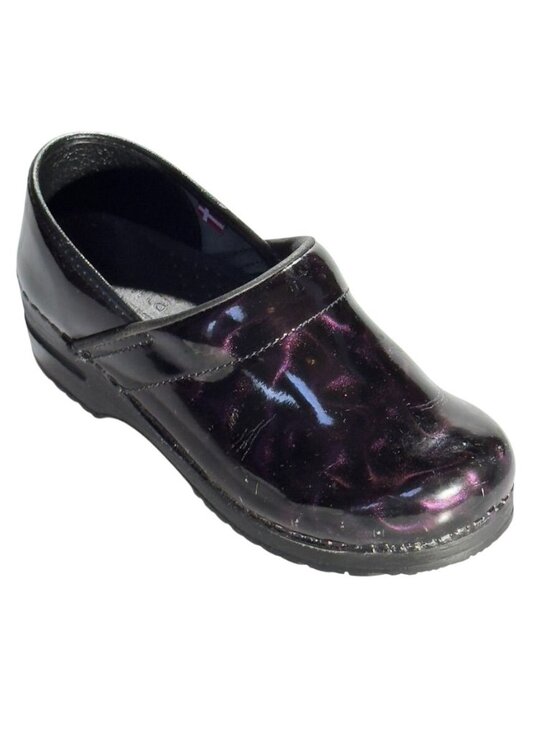 Sanita Shoes - Sanita Professional Women's Purple Satin Patent Clogs Size 38